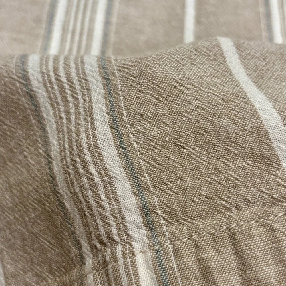 Happily Grey Striped Wide Leg Linen Blend Pants - Size L - Picture 10 of 10